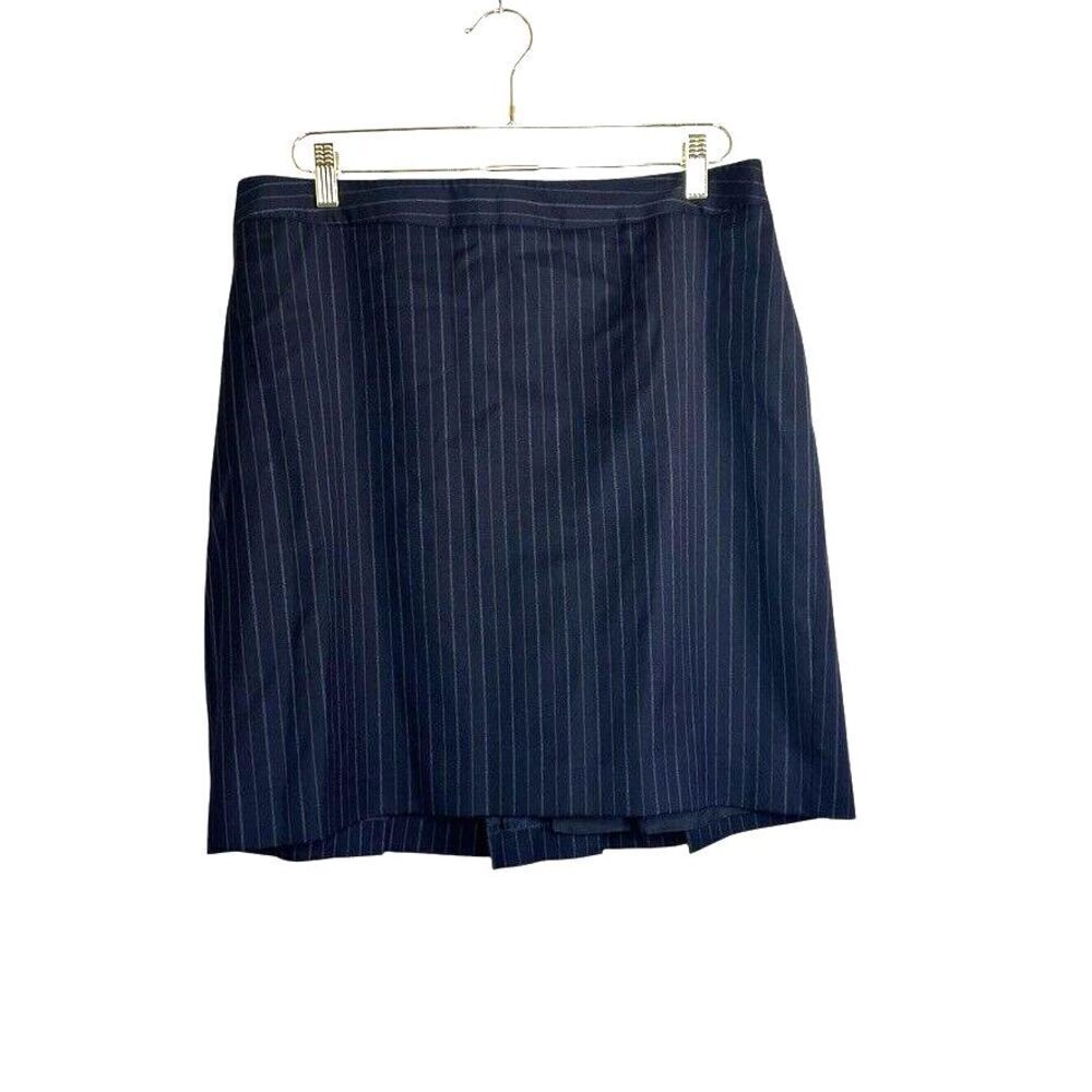 Brooks‎ Brothers A Line Wool Skirt Women's 14 Black Striped Pleats Business